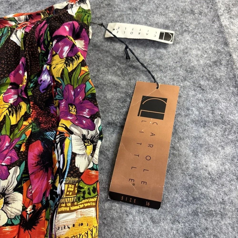 New Vintage Carole Little Skirt Women's 16 Sarong Bright Tropical Floral Beach
